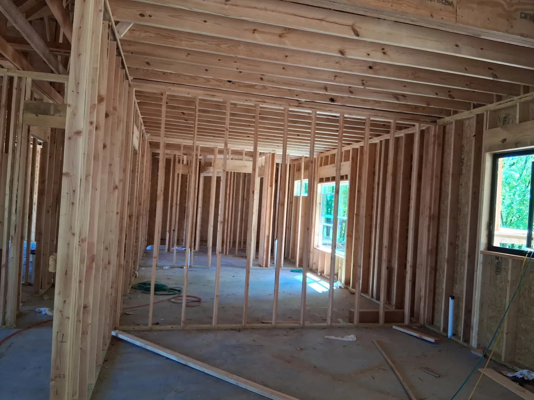 Wood framing in progress on a Cherock Remodeling project